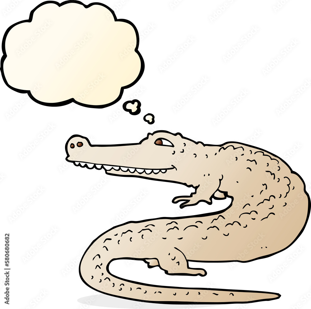 cartoon alligator with thought bubble cartoon alligator with thought bubble