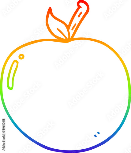 rainbow gradient line drawing cartoon apple