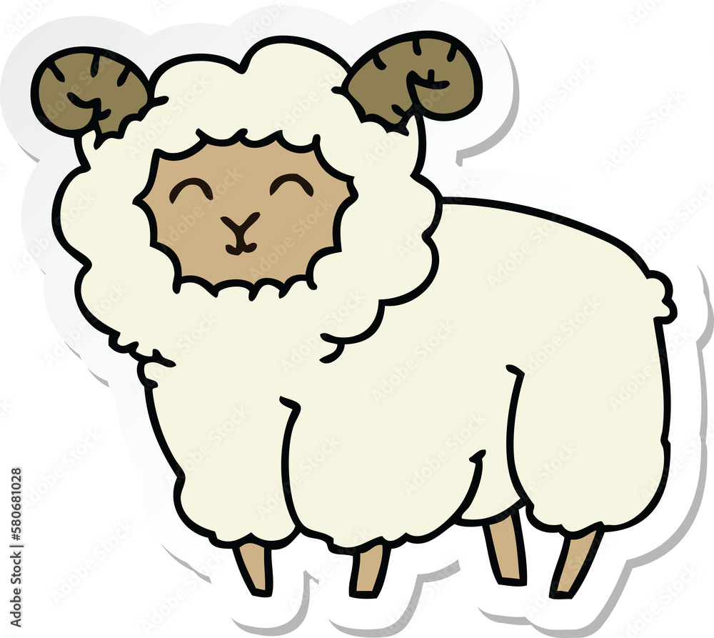 sticker of a quirky hand drawn cartoon ram sticker of a quirky hand drawn cartoon ram