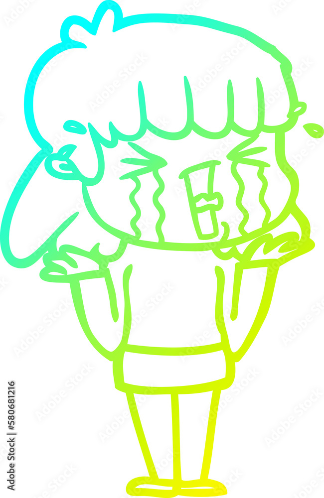 cold gradient line drawing cartoon woman in tears cold gradient line drawing cartoon woman in tears
