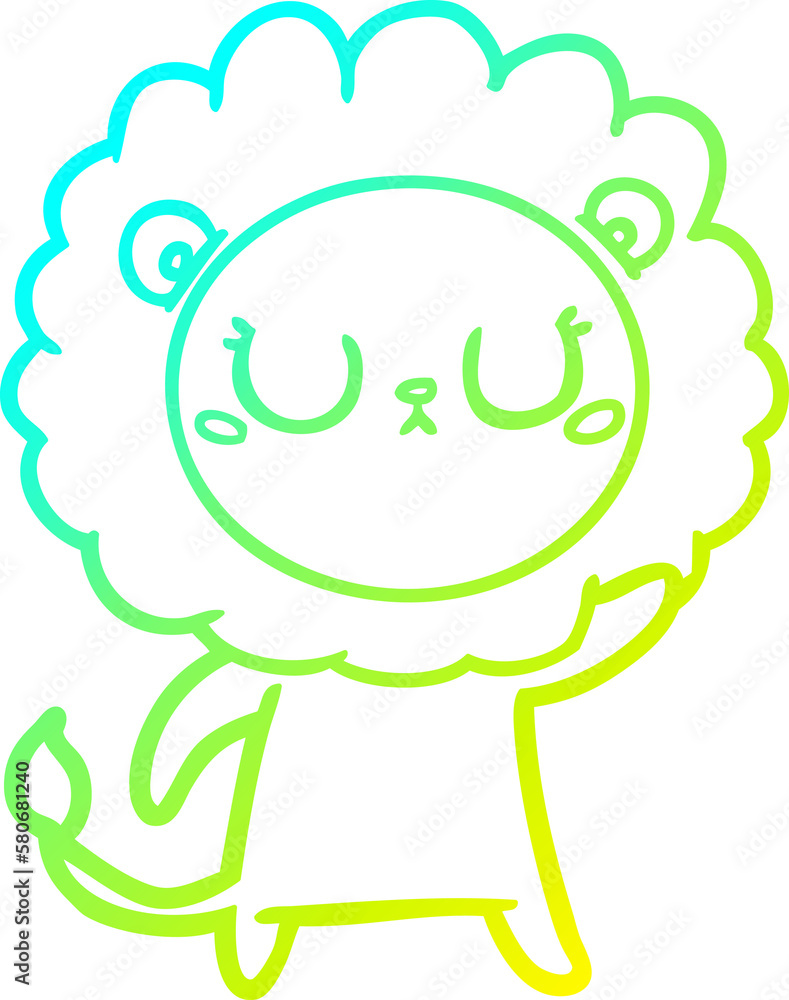 cold gradient line drawing cartoon lion