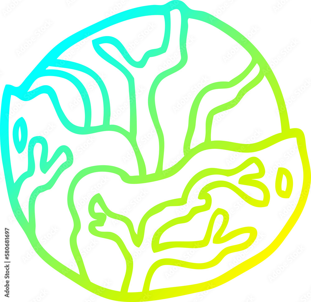 Fototapeta premium cold gradient line drawing cartoon cabbage