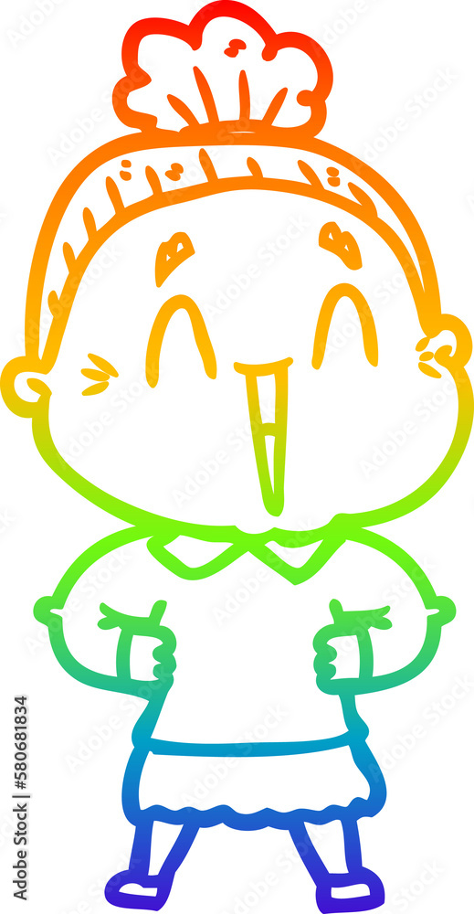 rainbow gradient line drawing cartoon happy old lady rainbow gradient line drawing cartoon happy old lady