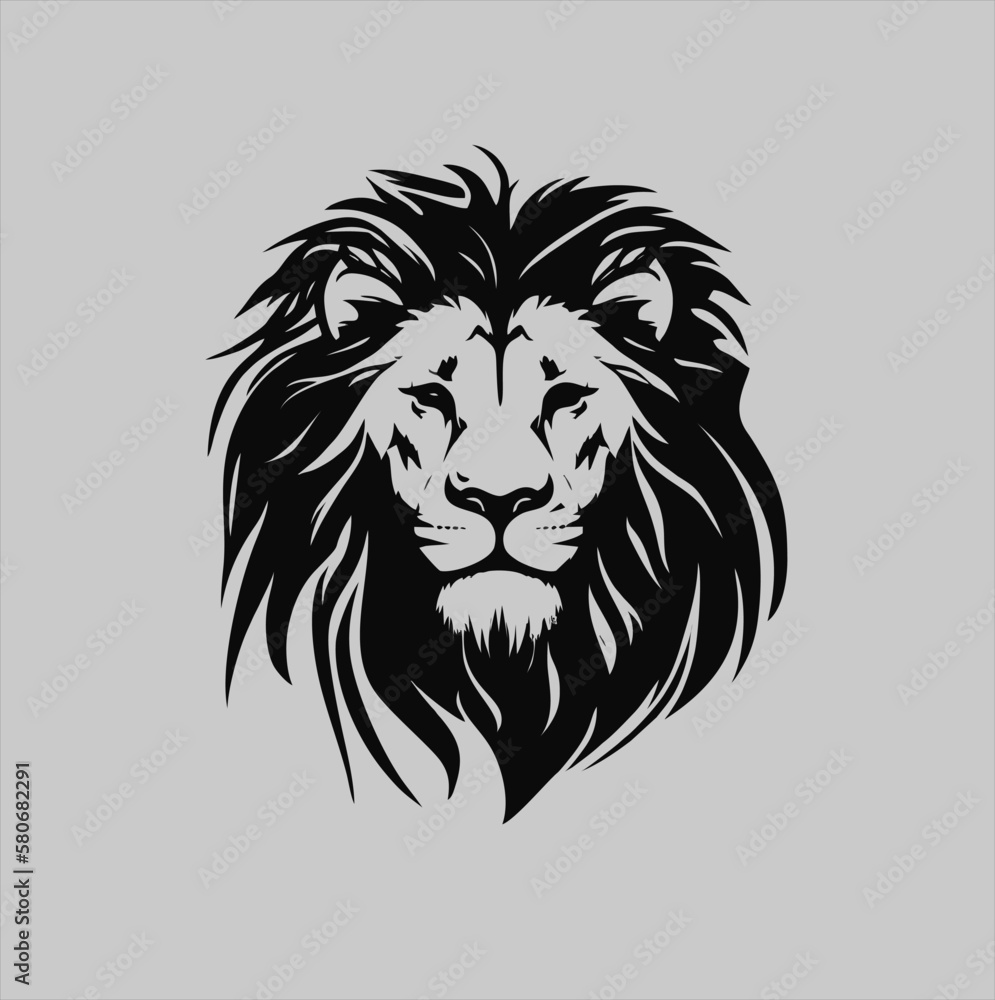 lion head icon vector, lion head illustration logo design