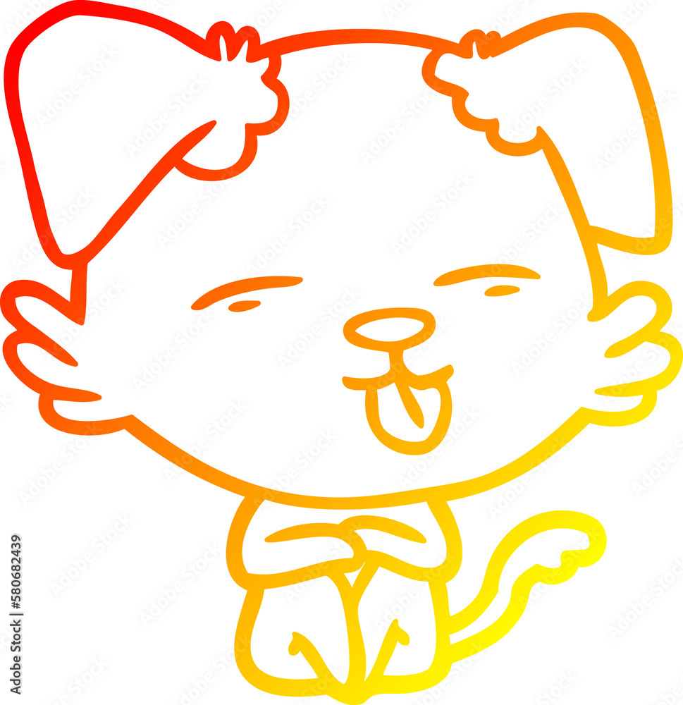 warm gradient line drawing cartoon dog sticking out tongue warm gradient line drawing cartoon dog sticking out tongue
