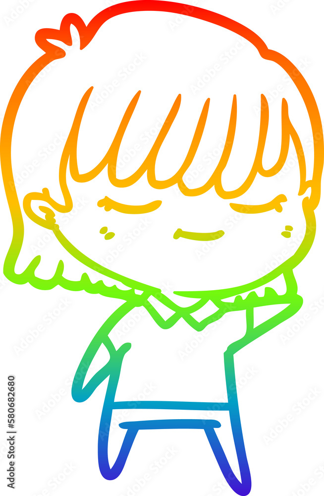rainbow gradient line drawing cartoon woman rainbow gradient line drawing cartoon woman