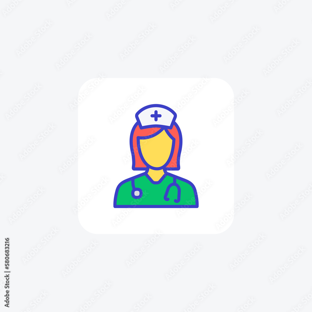 Doctor, female assistant fully editable vector fill icon

