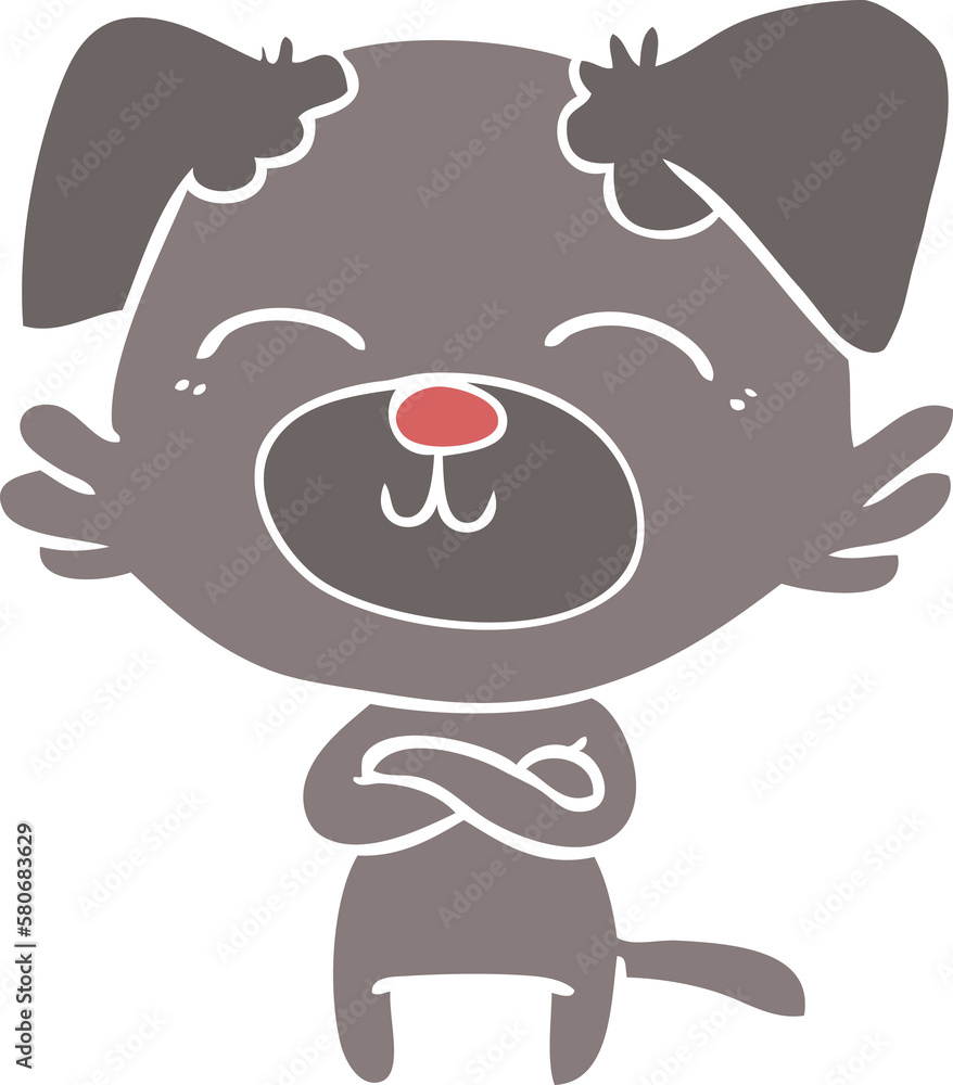 Fototapeta premium flat color style cartoon dog crossing arms