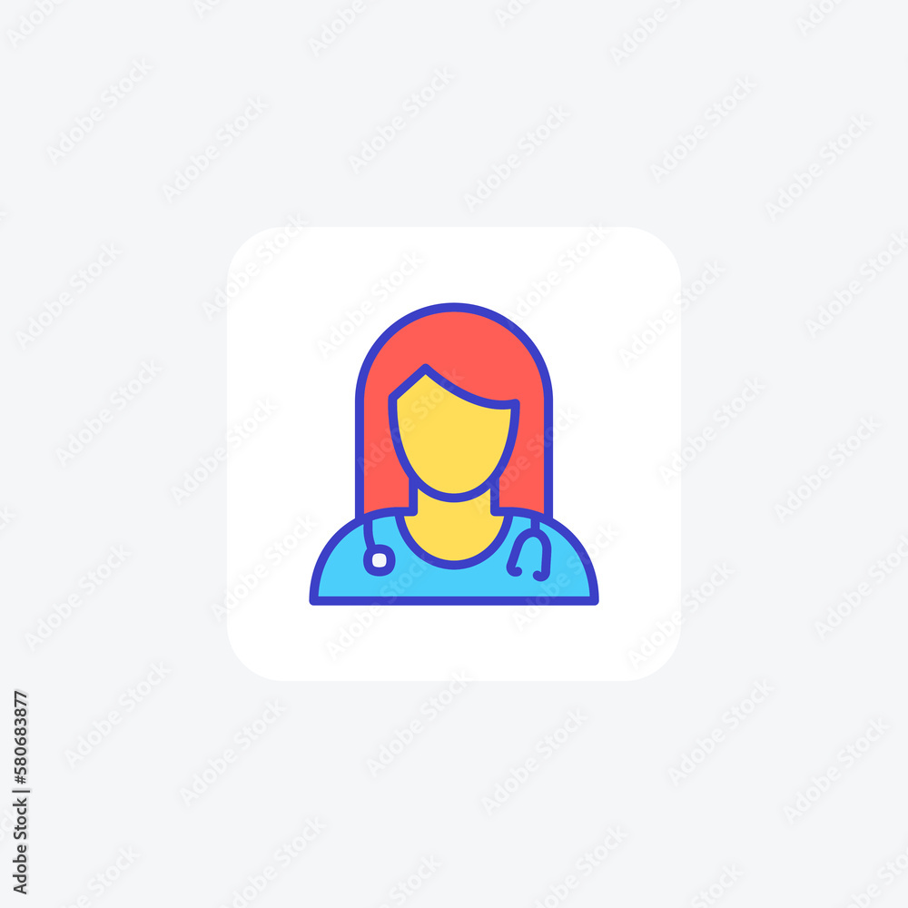 Doctor, female fully editable vector fill icon Doctor, female fully editable vector fill icon