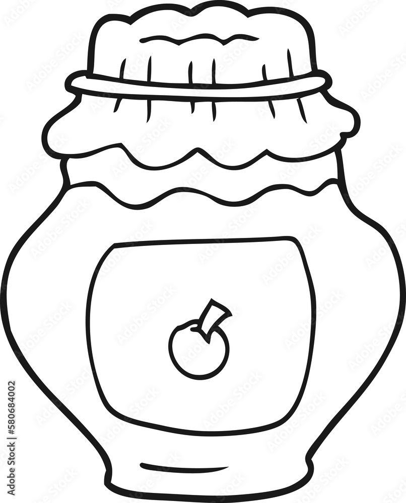 black and white cartoon jar of jam Stock Illustration | Adobe Stock