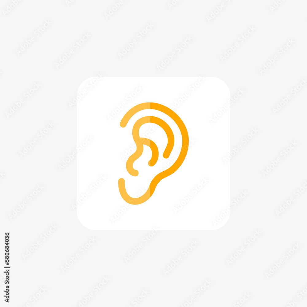 Ear, anatomy fully editable vector Flat Icon Ear, anatomy fully editable vector Flat Icon