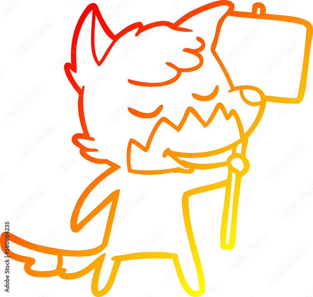 warm gradient line drawing friendly cartoon fox warm gradient line drawing friendly cartoon fox