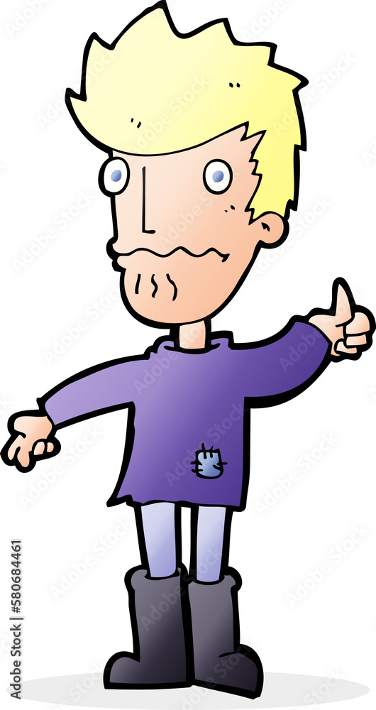cartoon worried man giving thumbs up symbol cartoon worried man giving thumbs up symbol