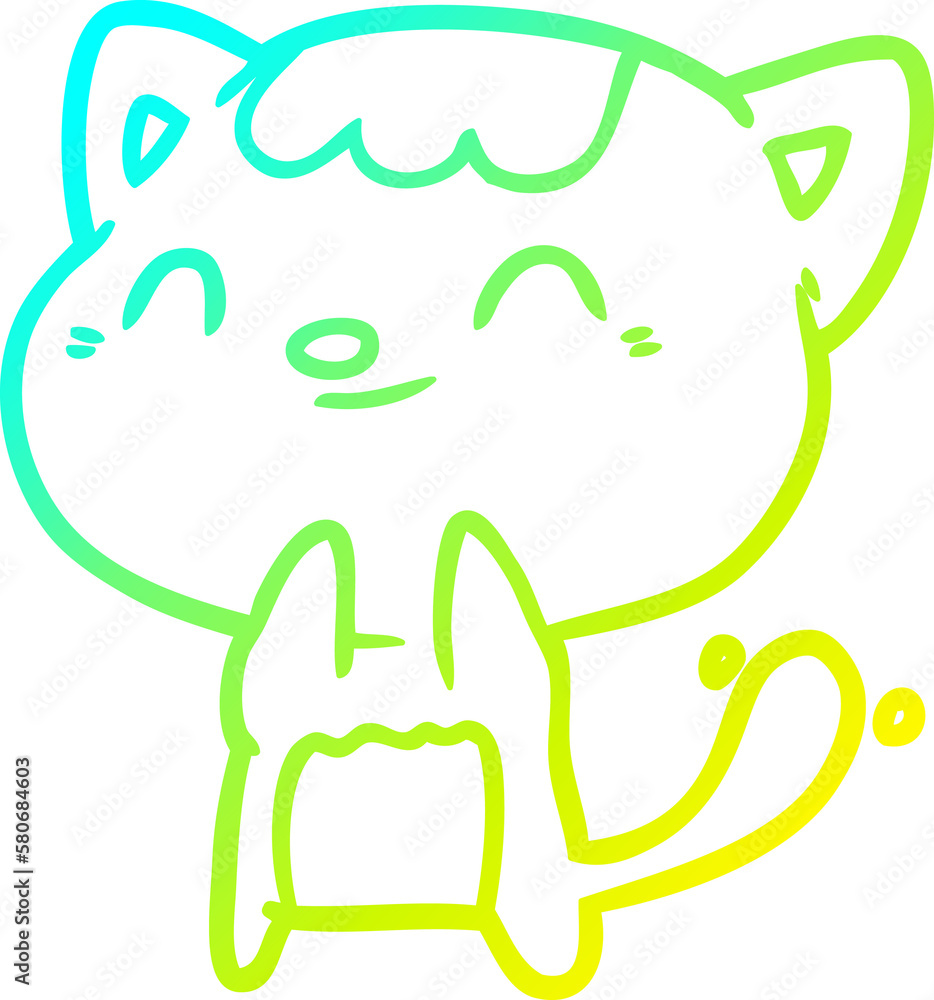 cold gradient line drawing cute happy little cat cold gradient line drawing cute happy little cat