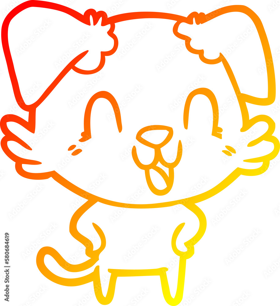 warm gradient line drawing laughing cartoon dog warm gradient line drawing laughing cartoon dog