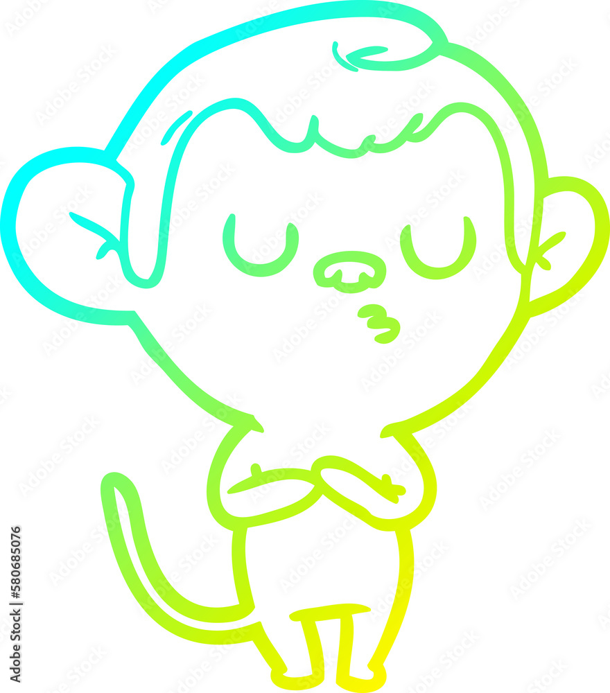 cold gradient line drawing cartoon monkey