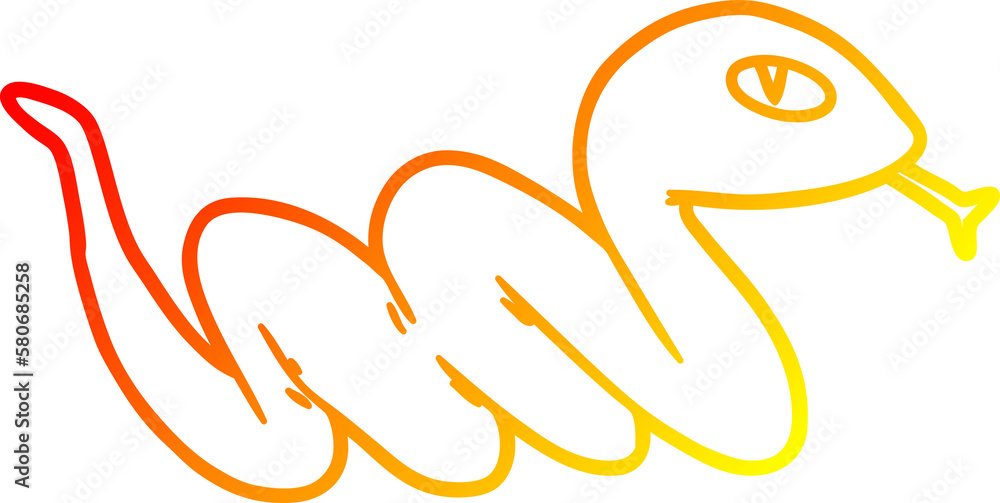 Fototapeta premium warm gradient line drawing cartoon slithering snake