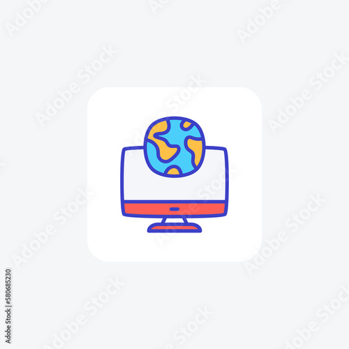 Globe, hosting fully editable vector fill  icon

