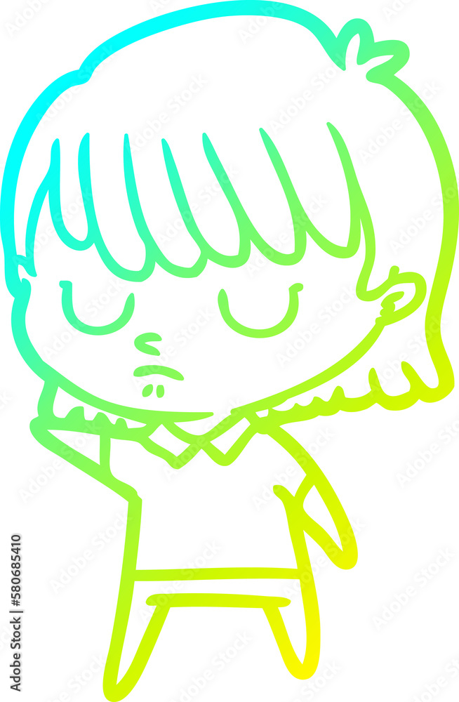 cold gradient line drawing cartoon woman cold gradient line drawing cartoon woman