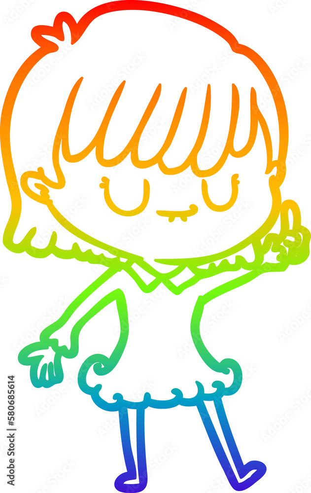 rainbow gradient line drawing cartoon woman rainbow gradient line drawing cartoon woman