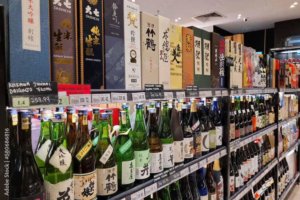KUALA LUMPUR, MALAYSIA 12 MARCH 2023 An assortment of Japanese wine