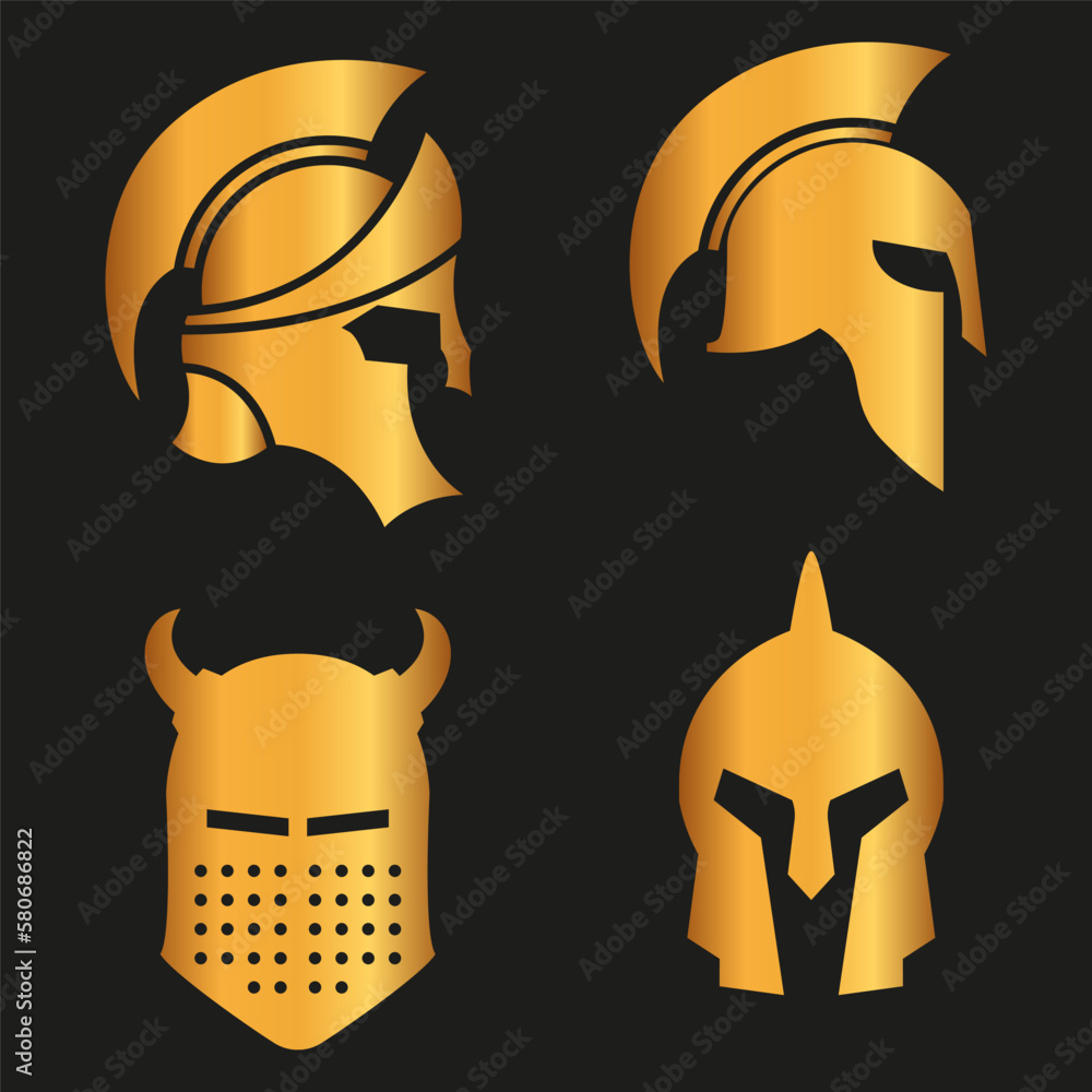 Spartan silhouettes helmet isolated from the background. Roman or Greek warrior helmet vector set. Spartan silhouettes helmet isolated from the background. Roman or Greek warrior helmet vector set.