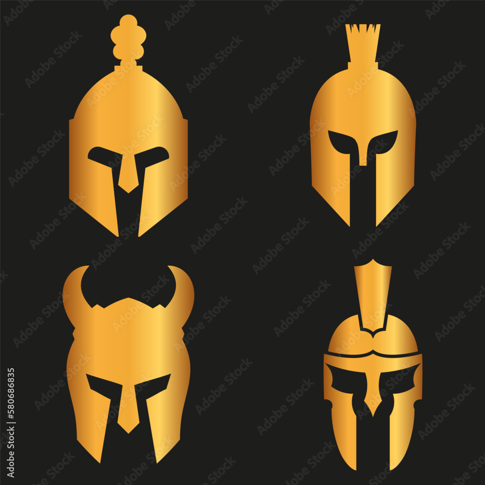 Spartan silhouettes helmet isolated from the background. Roman or Greek warrior helmet vector set. Spartan silhouettes helmet isolated from the background. Roman or Greek warrior helmet vector set.
