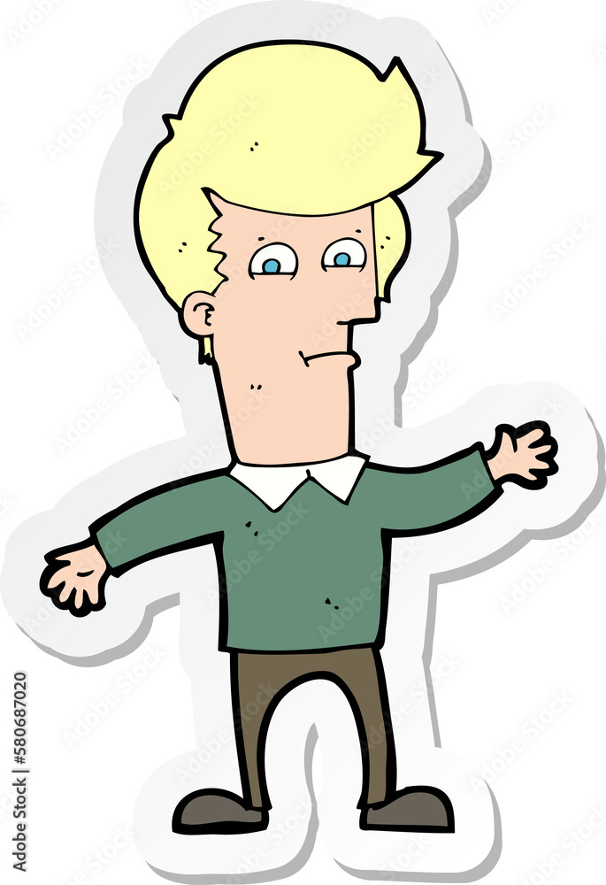 sticker of a cartoon waving man sticker of a cartoon waving man