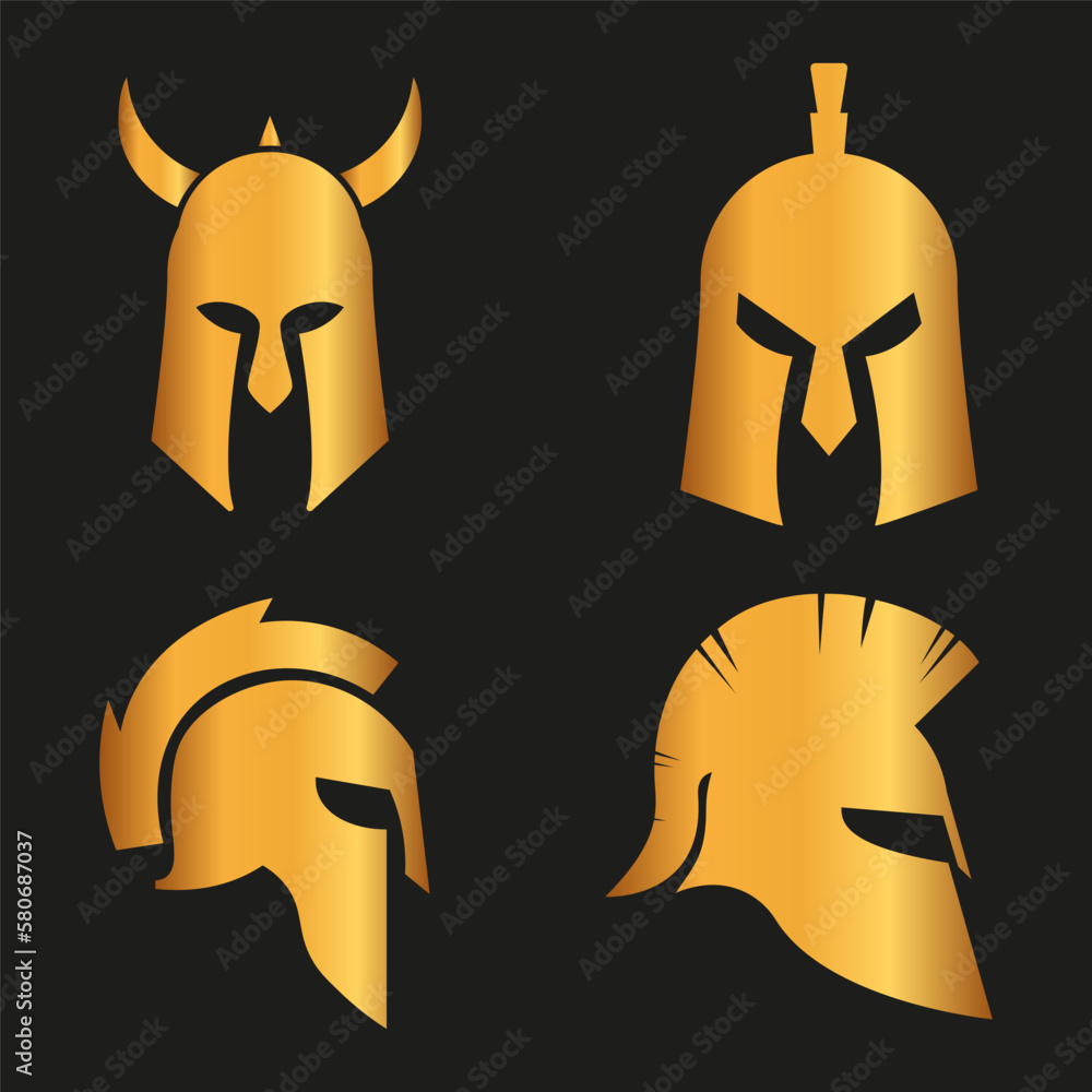 Spartan silhouettes helmet isolated from the background. Roman or Greek warrior helmet vector set. Spartan silhouettes helmet isolated from the background. Roman or Greek warrior helmet vector set.