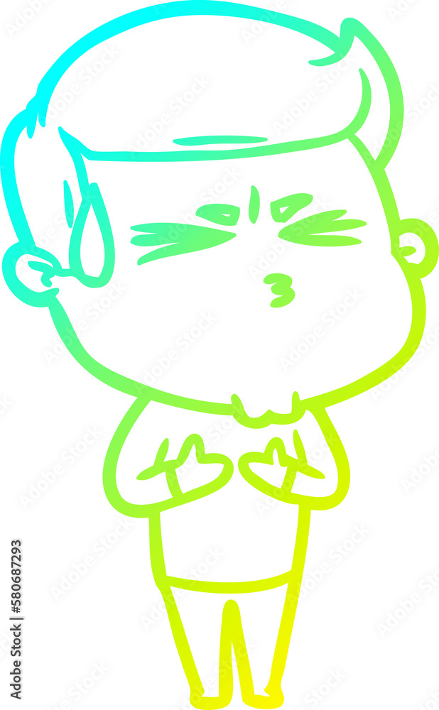 cold gradient line drawing cartoon man sweating cold gradient line drawing cartoon man sweating