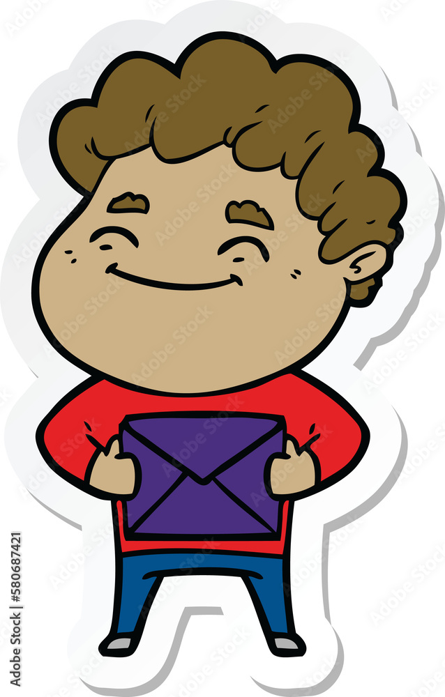sticker of a cartoon friendly man sticker of a cartoon friendly man