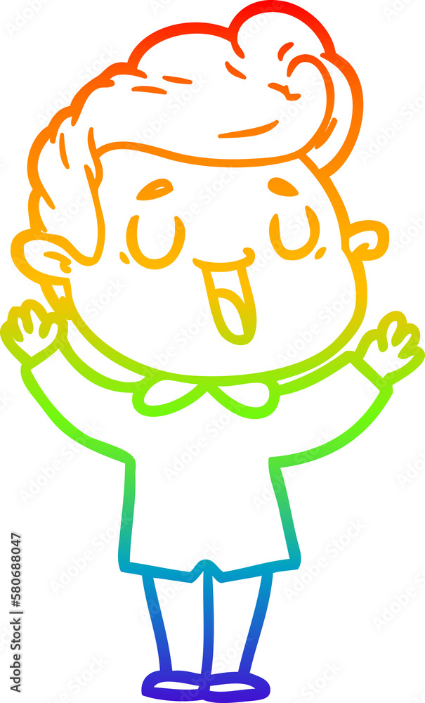 rainbow gradient line drawing happy cartoon man rainbow gradient line drawing happy cartoon man