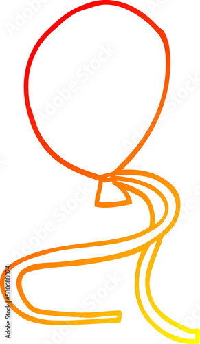 warm gradient line drawing cartoon red balloon