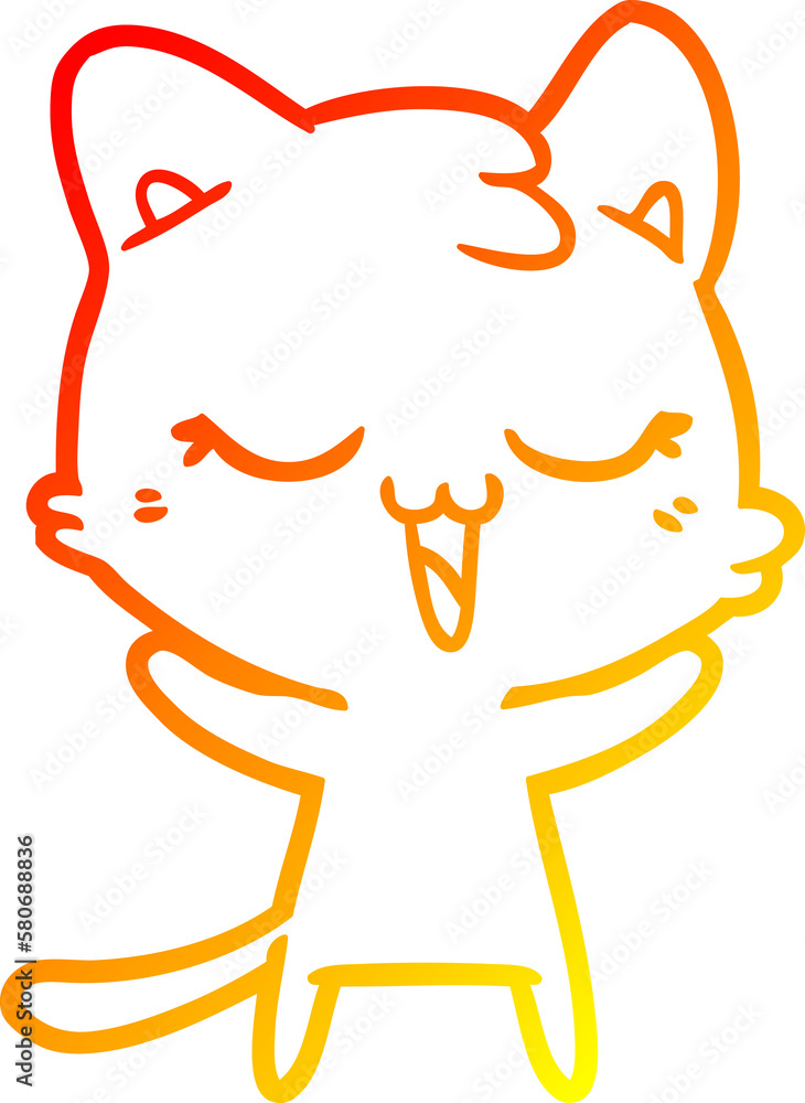 warm gradient line drawing happy cartoon cat warm gradient line drawing happy cartoon cat