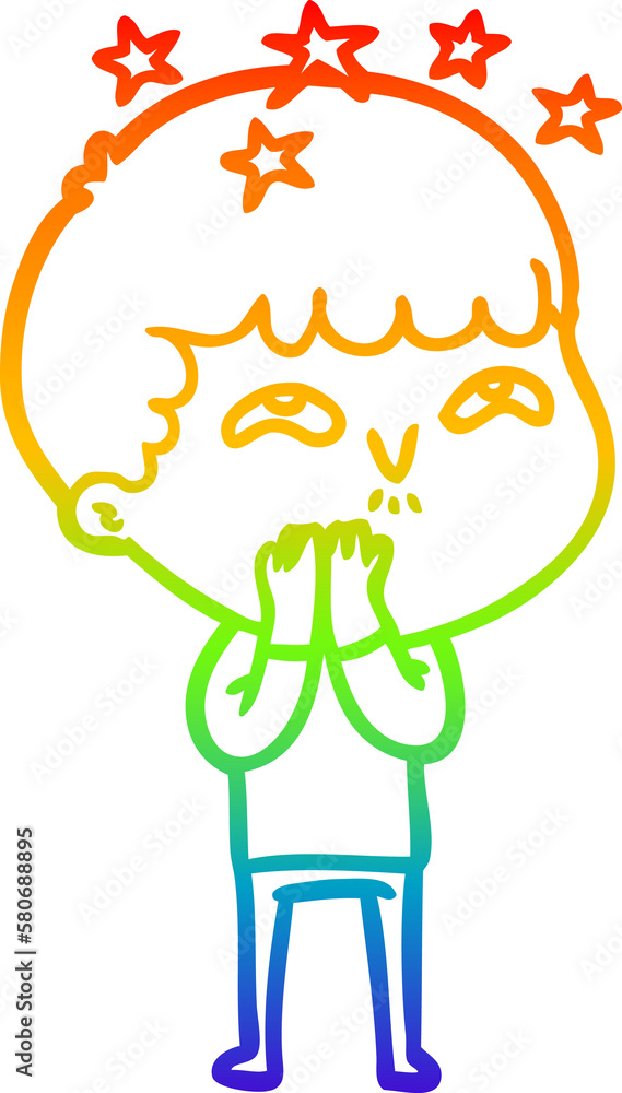 rainbow gradient line drawing cartoon amazed boy rainbow gradient line drawing cartoon amazed boy