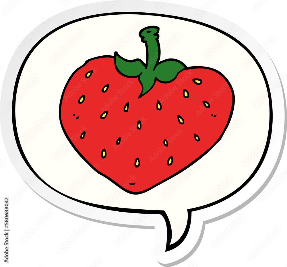cartoon strawberry and speech bubble sticker cartoon strawberry and speech bubble sticker
