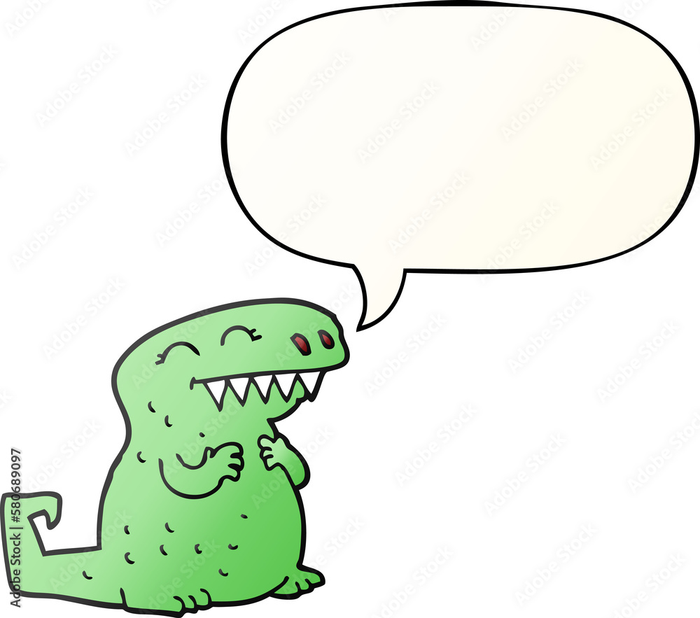 cartoon dinosaur and speech bubble in smooth gradient style cartoon dinosaur and speech bubble in smooth gradient style