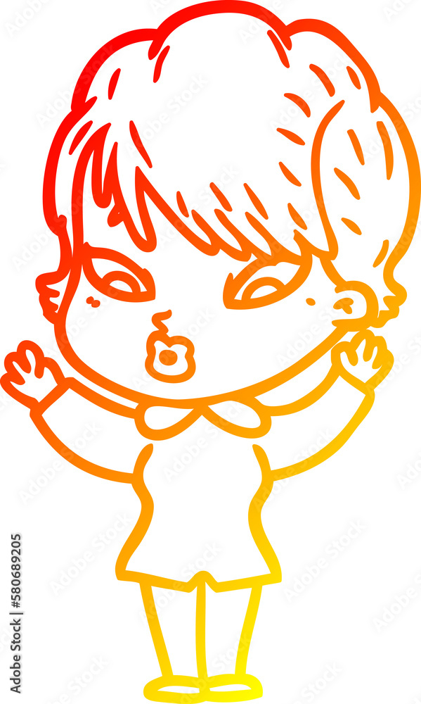 warm gradient line drawing cartoon woman warm gradient line drawing cartoon woman