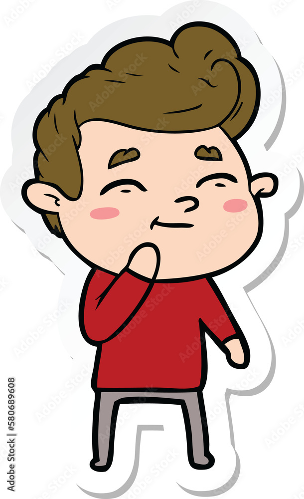 sticker of a happy cartoon man sticker of a happy cartoon man