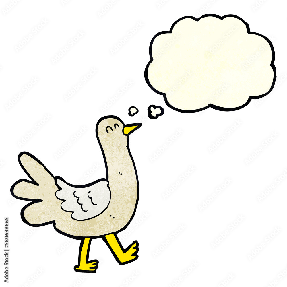cartoon walking bird with thought bubble cartoon walking bird with thought bubble