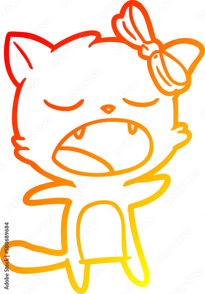 Obraz premium warm gradient line drawing cartoon singing cat