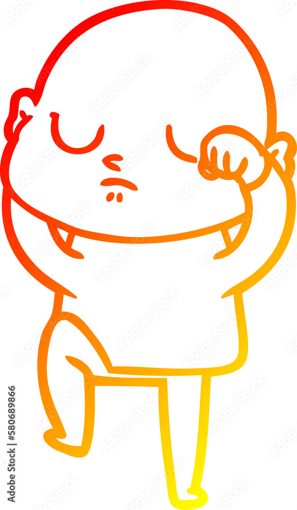 warm gradient line drawing cartoon bald man warm gradient line drawing cartoon bald man