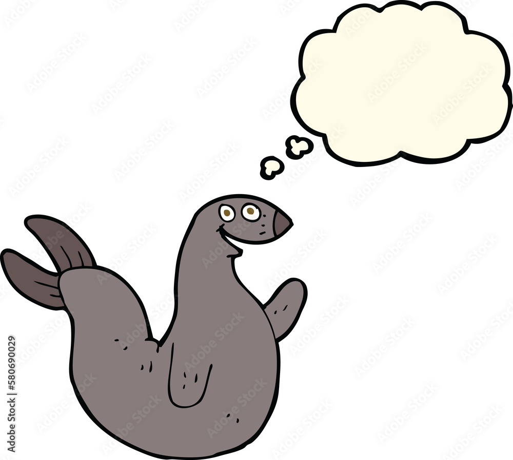 cartoon happy seal with thought bubble cartoon happy seal with thought bubble