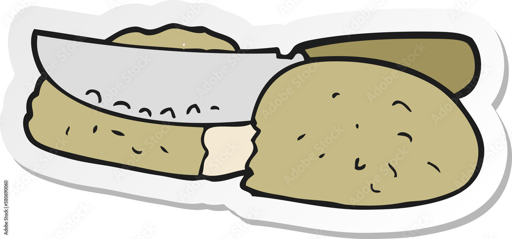 sticker of a cartoon slicing bread sticker of a cartoon slicing bread