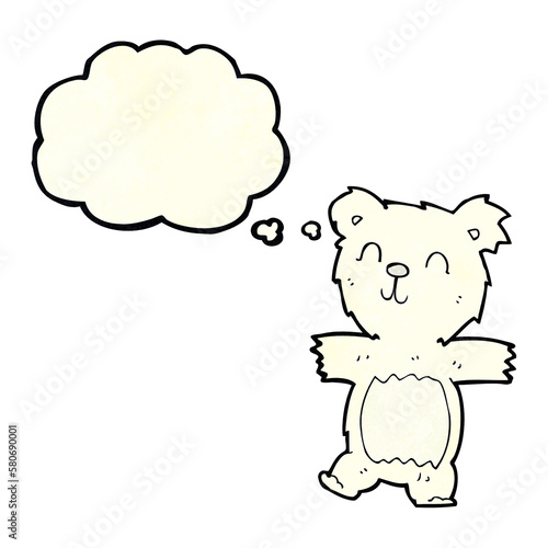 cartoon cute polar bear cub with thought bubble