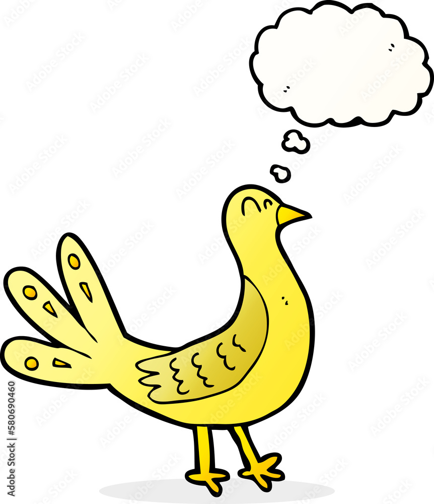 cartoon bird with thought bubble cartoon bird with thought bubble
