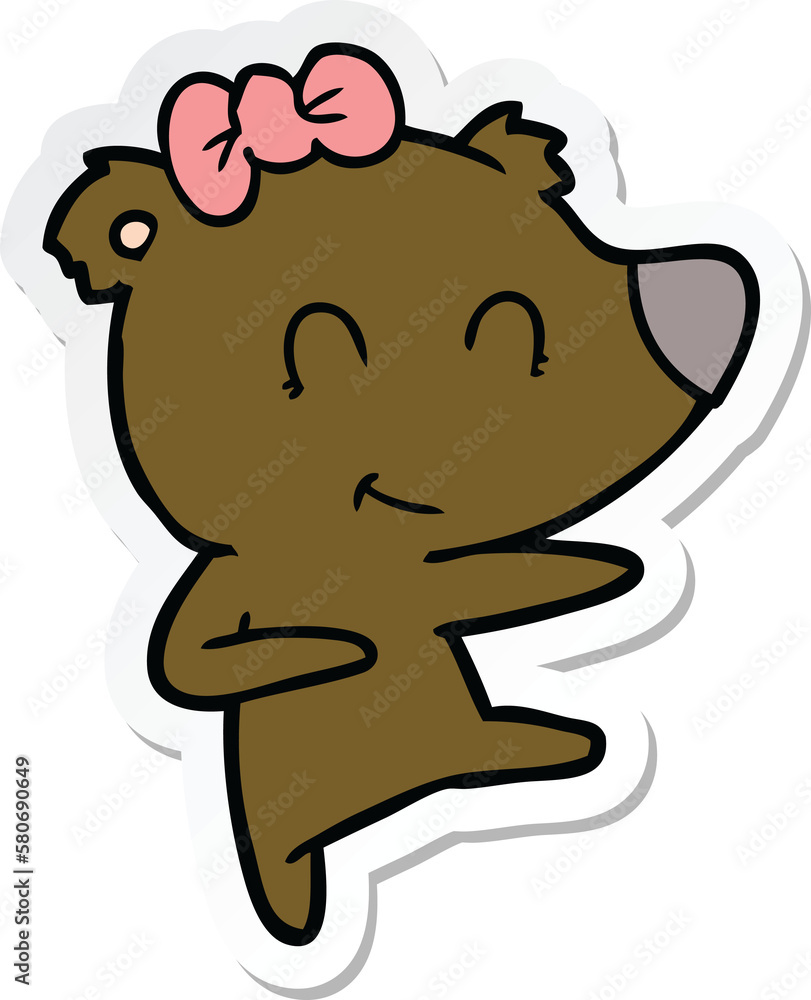 Fototapeta premium sticker of a female bear cartoon
