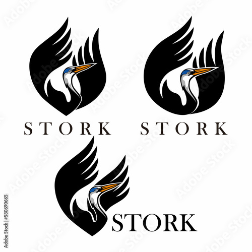 stork bird logo designs vector
