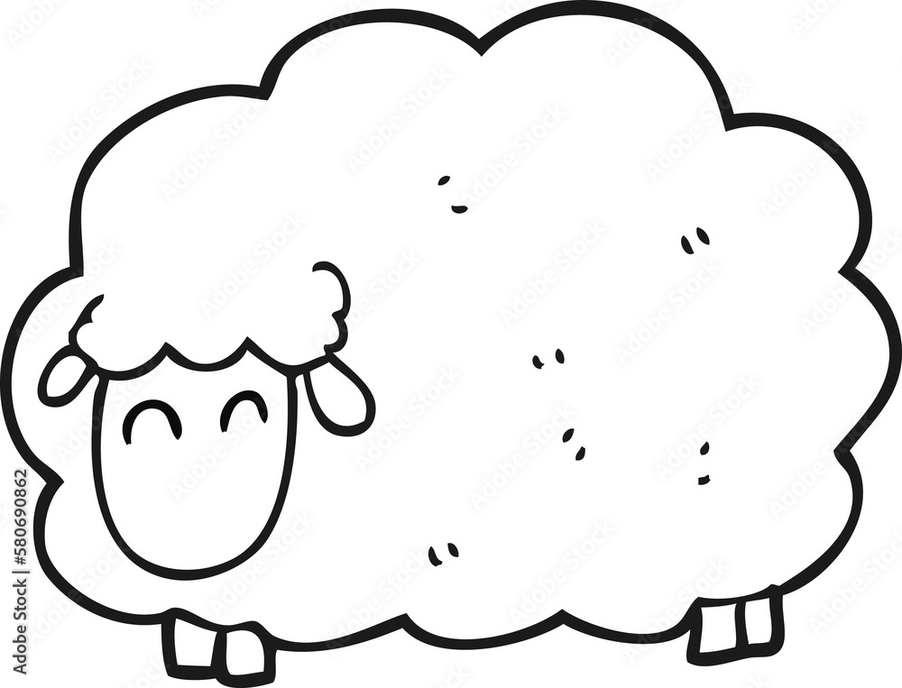 black and white cartoon sheep black and white cartoon sheep