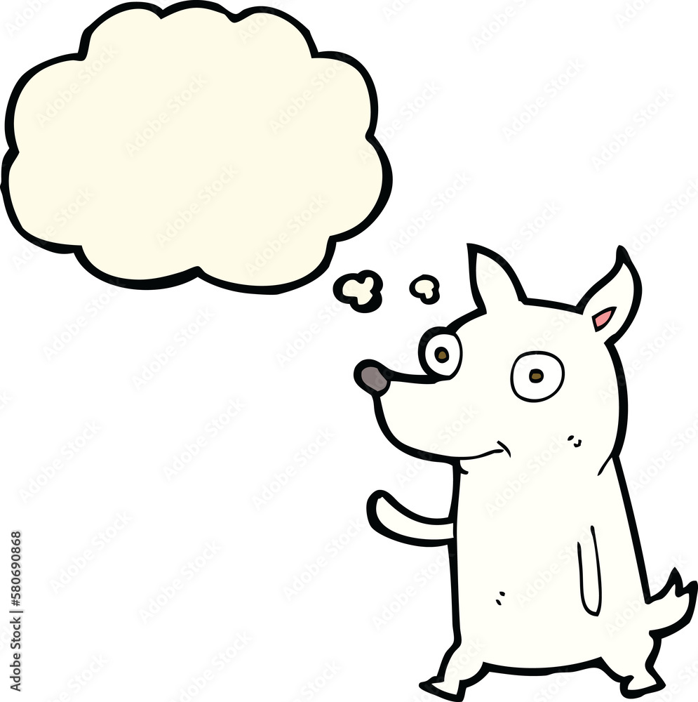 cartoon little dog waving with thought bubble cartoon little dog waving with thought bubble